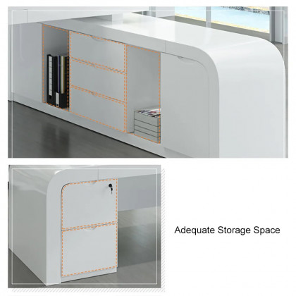 HMR Chicent L-shaped Modern Executive Desk with Ample Storage - White, 55.1"L x 63.0"W x 29.9"H, Left Hand