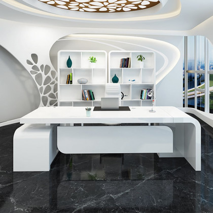 HMR Chicent L-shaped Modern Executive Desk with Ample Storage - White, 70.9"L x 63.0"W x 29.9"H, Right Hand