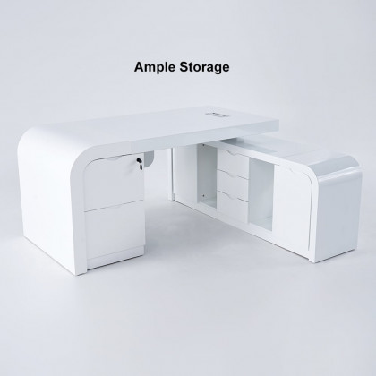 HMR Chicent L-shaped Modern Executive Desk with Ample Storage - White, 70.9"L x 63.0"W x 29.9"H, Right Hand