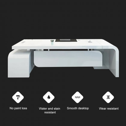 HMR Chicent L-shaped Modern Executive Desk with Ample Storage - White, 70.9"L x 63.0"W x 29.9"H, Right Hand