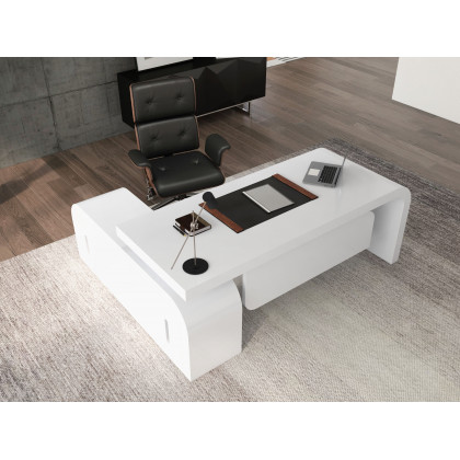 HMR Chicent L-shaped Modern Executive Desk with Ample Storage - White, 70.9"L x 63.0"W x 29.9"H, Right Hand