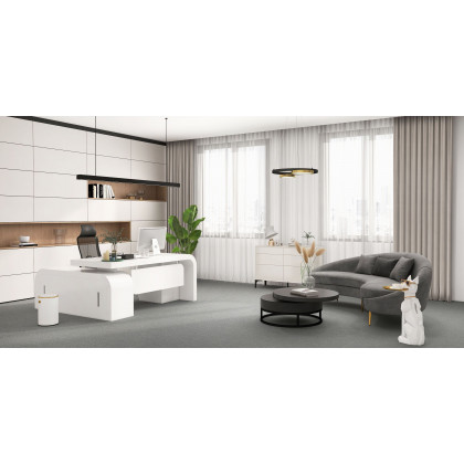 HMR Chicent L-shaped Modern Executive Desk with Ample Storage - White, 63.0"L x 63.0"W x 29.9"H, Right Hand