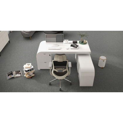HMR Chicent L-shaped Modern Executive Desk with Ample Storage - White, 63.0"L x 63.0"W x 29.9"H, Right Hand