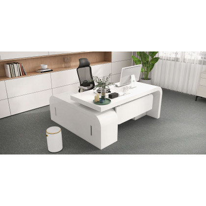 HMR Chicent L-shaped Modern Executive Desk with Ample Storage - White, 63.0"L x 63.0"W x 29.9"H, Right Hand