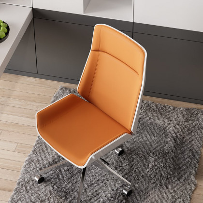 HMR Faux Leather Office Chair Desk Chair with Wheels & Adjustable Height - Orange