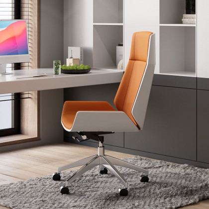 HMR Faux Leather Office Chair Desk Chair with Wheels & Adjustable Height - Orange
