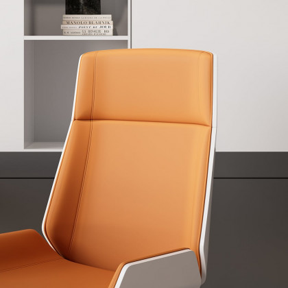 HMR Faux Leather Office Chair Desk Chair with Wheels & Adjustable Height - Orange
