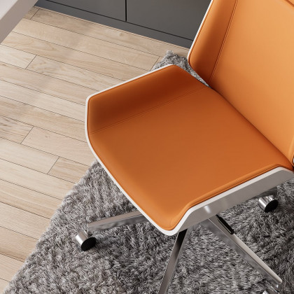 HMR Faux Leather Office Chair Desk Chair with Wheels & Adjustable Height - Orange