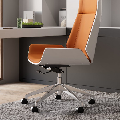 HMR Faux Leather Office Chair Desk Chair with Wheels & Adjustable Height - Orange
