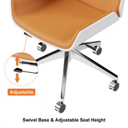 HMR Faux Leather Office Chair Desk Chair with Wheels & Adjustable Height - Orange