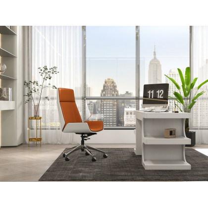 HMR Faux Leather Office Chair Desk Chair with Wheels & Adjustable Height - Orange
