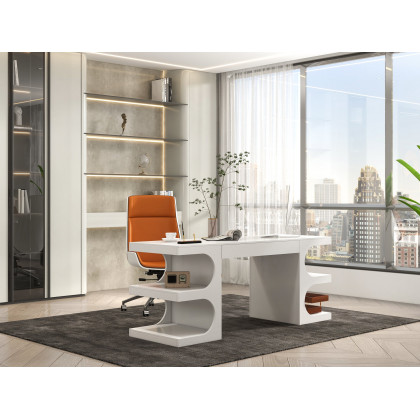 HMR Faux Leather Office Chair Desk Chair with Wheels & Adjustable Height - Orange