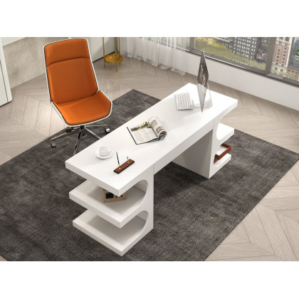 HMR Faux Leather Office Chair Desk Chair with Wheels & Adjustable Height - Orange