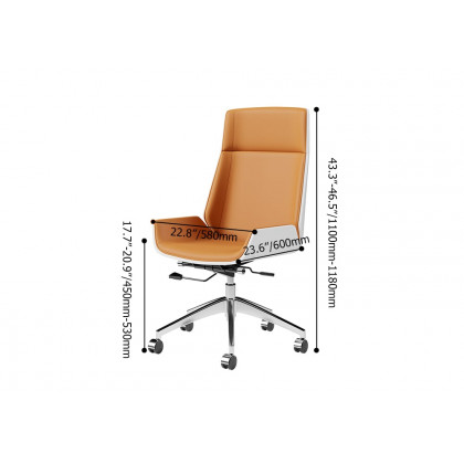 HMR Faux Leather Office Chair Desk Chair with Wheels & Adjustable Height - Orange