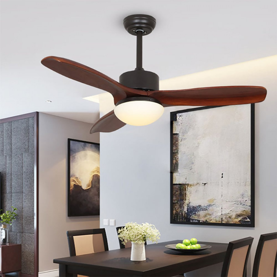HMR - 42" 3-Blade Ceiling Fan and Light Kit Included Solid Wood Blades & Remote