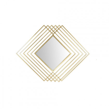 HMR - Modern Luxury Overlapping Geometric Rhombus Gold Metal Wall Mirror