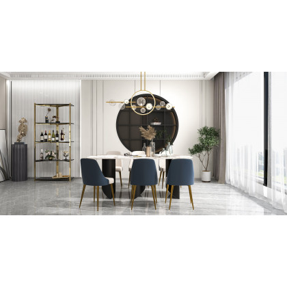 HMR Bubi Modern Linear Kitchen Island Light for Dining Room with Glass Globe Shade - Gold, 10-Light