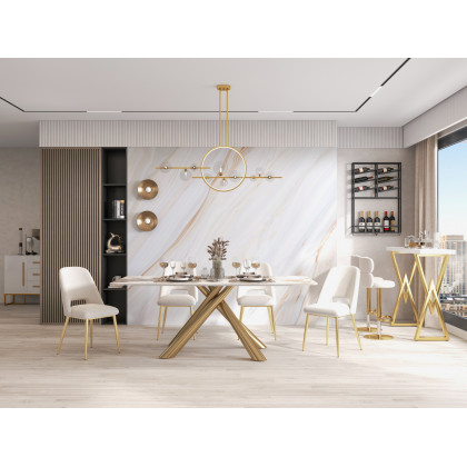 HMR Bubi Modern Linear Kitchen Island Light for Dining Room with Glass Globe Shade - Gold, 10-Light
