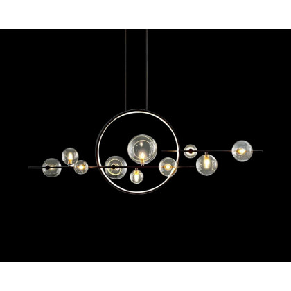 HMR - Bubi Modern Linear Kitchen Island Light for Dining Room with Glass Globe Shade