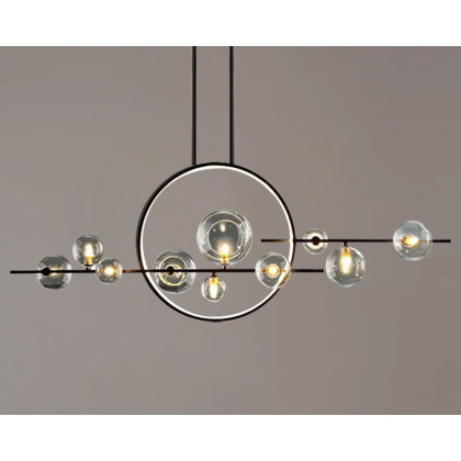 HMR - Bubi Modern Linear Kitchen Island Light for Dining Room with Glass Globe Shade