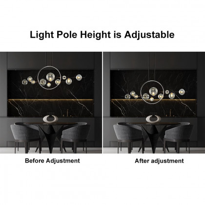 HMR - Bubi Modern Linear Kitchen Island Light for Dining Room with Glass Globe Shade