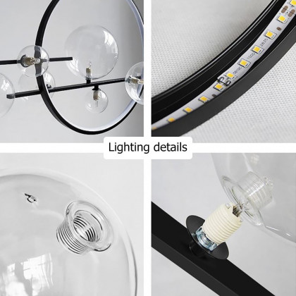 HMR - Bubi Modern Linear Kitchen Island Light for Dining Room with Glass Globe Shade