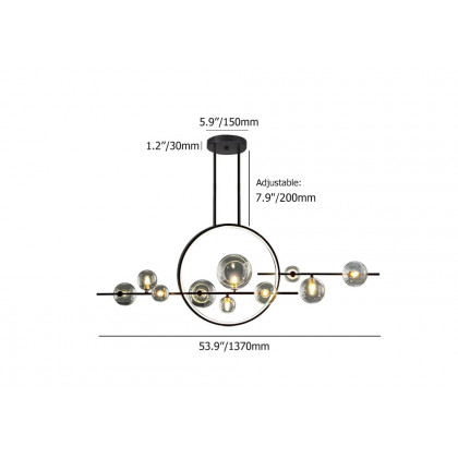 HMR - Bubi Modern Linear Kitchen Island Light for Dining Room with Glass Globe Shade