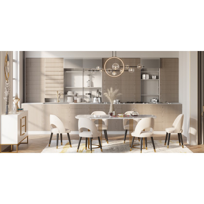 HMR - Bubi Modern Linear Kitchen Island Light for Dining Room with Glass Globe Shade