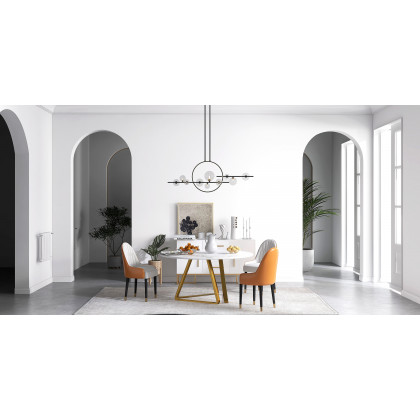 HMR - Bubi Modern Linear Kitchen Island Light for Dining Room with Glass Globe Shade