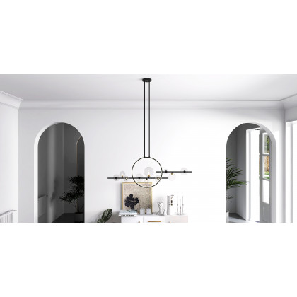 HMR - Bubi Modern Linear Kitchen Island Light for Dining Room with Glass Globe Shade