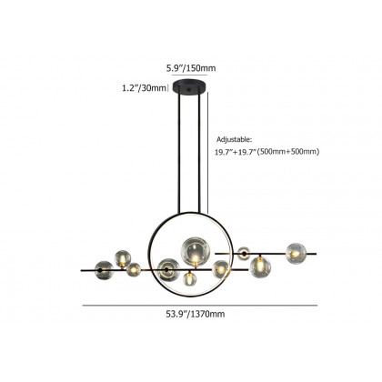 HMR - Bubi Modern Linear Kitchen Island Light for Dining Room with Glass Globe Shade