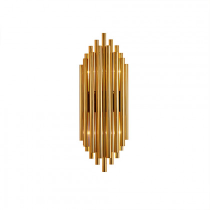 HMR - Glam Fluted Gold Wall Sconce 2-Light Flush Mount Wall Lighting