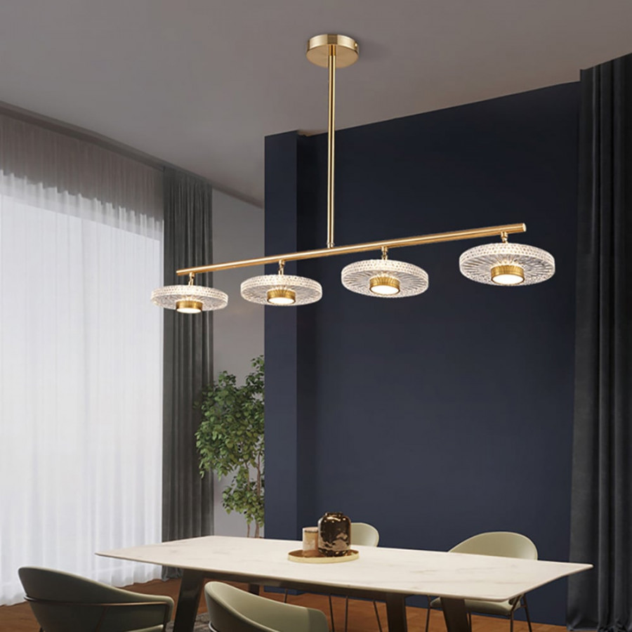 HMR - Micle Modern Gold Linear LED 4-Light Kitchen Island Light for Dining Room
