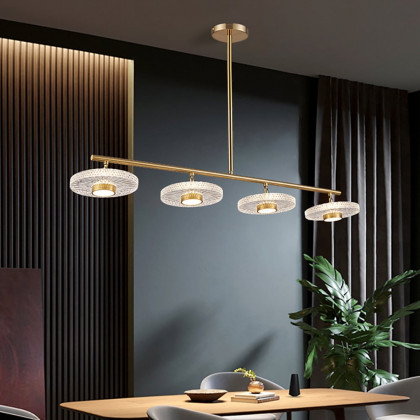 HMR - Micle Modern Gold Linear LED 4-Light Kitchen Island Light for Dining Room