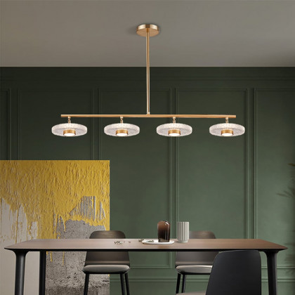 HMR - Micle Modern Gold Linear LED 4-Light Kitchen Island Light for Dining Room