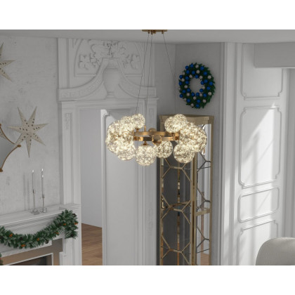 HMR - Miglobe Gold Glass Globe LED Chandelier with Adjustable Cable
