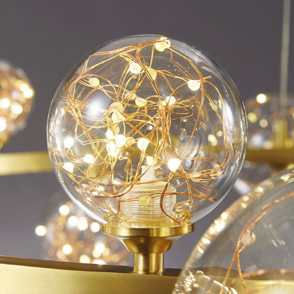 HMR Miglobe Gold Glass Globe LED Chandelier with Adjustable Cable - 15-Light