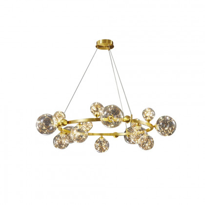 HMR Miglobe Gold Glass Globe LED Chandelier with Adjustable Cable - 15-Light