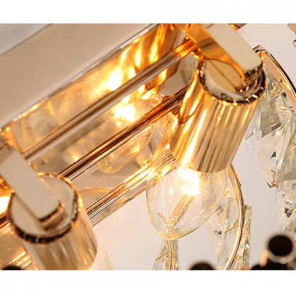 HMR - Postodern Half-Circle Wall Sconce 2- Light Tiered Wall Lighting with Crystal Shade