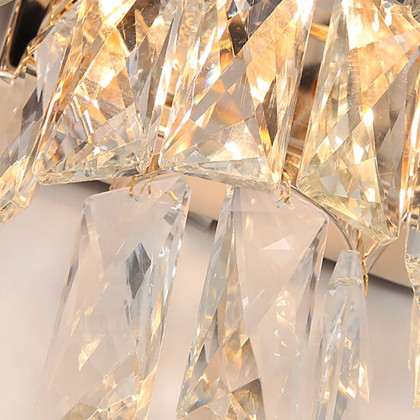 HMR - Postodern Half-Circle Wall Sconce 2- Light Tiered Wall Lighting with Crystal Shade