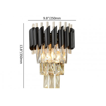 HMR - Postodern Half-Circle Wall Sconce 2- Light Tiered Wall Lighting with Crystal Shade