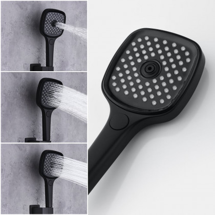 HMR - 20" Ceiling Mounted Thermostatic Rainfall Shower System 4 Functions LED Light in Black
