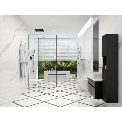 HMR - 20" Ceiling Mounted Thermostatic Rainfall Shower System 4 Functions LED Light in Black