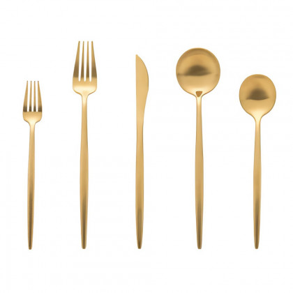 HMR - 60 Pieces Brushed Gold Stainless Steel Flatware Set, Service for 12