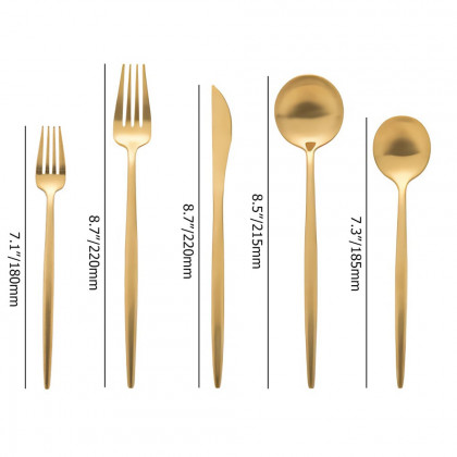 HMR - 60 Pieces Brushed Gold Stainless Steel Flatware Set, Service for 12