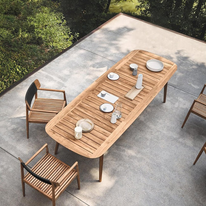 HMR - 7-Pieces Modern Outdoor Dining Set with Wood Table and Chair in Natural
