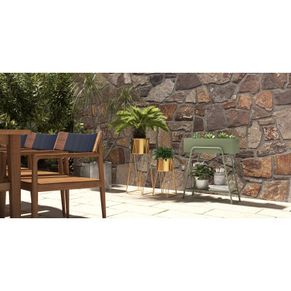 HMR - 7-Pieces Modern Outdoor Dining Set with Wood Table and Chair in Natural