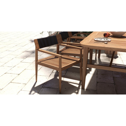 HMR - 7-Pieces Modern Outdoor Dining Set with Wood Table and Chair in Natural