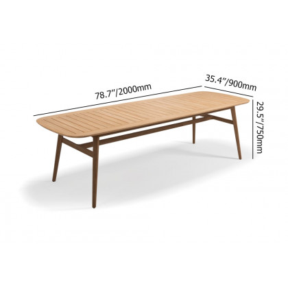 HMR - 7-Pieces Modern Outdoor Dining Set with Wood Table and Chair in Natural