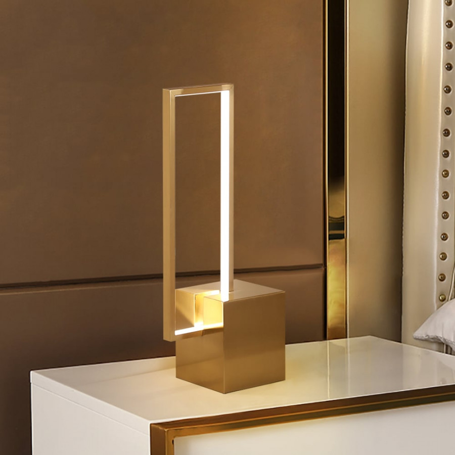 HMR - Modern Geometric Table lamp Gold Desk lamp with Square Base